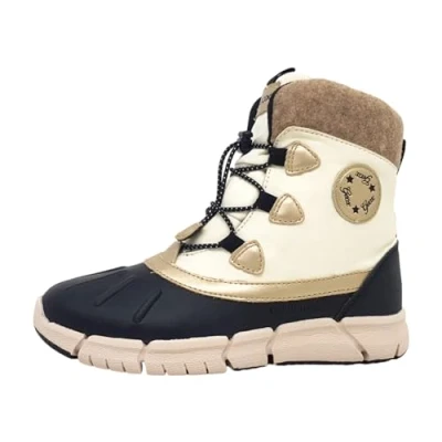 Image of Geox J Flexyper Girl B Ab Ankle Boot, Black Ivory, 3 UK