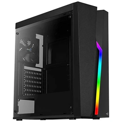 Image of Aerocool Bolt Mid Tower RGB PC Gaming Case, ATX, Full Acrylic Side Panel, LED Strip Included, 13 Lighting Modes, 1 x 120mm Black Fan High Performance Case