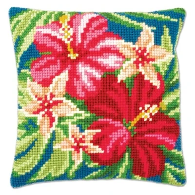 Image of Vervaco Cross Cushion pre Printed, Cotton, Multicoloured, 40 x cm