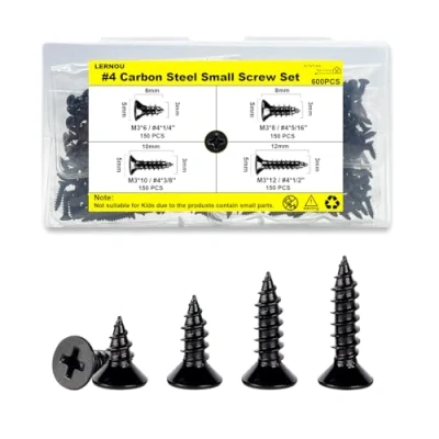 Image of M3 Black Wood screws,600 pcs Self Tapping Screws,Small Screws Set,Suitable for Furniture, Woodworking, DIY Model Fixing(6mm,8mm,10mm,12mm)