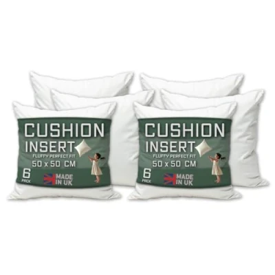 Image of Linen Empire 20 x Cushion Inner Pads Square Insert Fillers Pack of 6 (50 50 cm) Anti Allergy