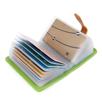 Image of AltomStar 10 Colors Credit Card Holder Wallets for Women Men Leather 26 Slots (Green)