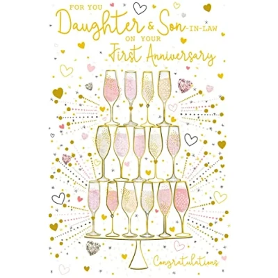 Image of Daughter &amp; Son In Law On Your First 1st Happy Anniversary Card Lovely Verse