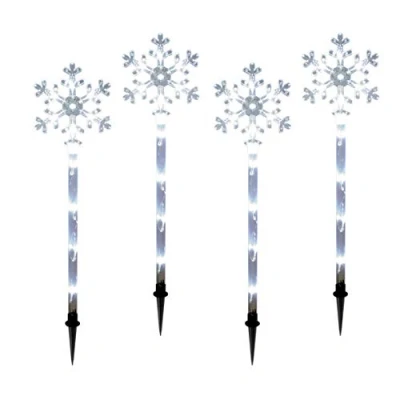 Image of Christmas Workshop 4pc 40 LED Snowflake Stake Light White