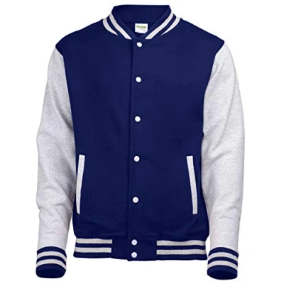 Image of Awdis Unisex Varsity Jacket, Oxford Navy/Heather Grey, XS