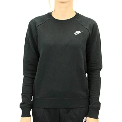 Image of Nike W Nsw Essntl Crew Flc Long Sleeved T Shirt Black/(White), Large