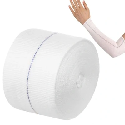 Image of Elastic Tubular Support Bandage Stretch Retention Bandages Comfortable Cast Stockinette Sleeve Roll for Ankle Knee (7.5cm x 10m, Blue Line)