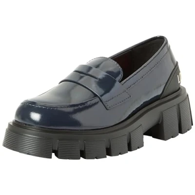 Image of Love Moschino Women&#039;s JA10045G0H Driving Style Loafer, Blue, 7.5 UK