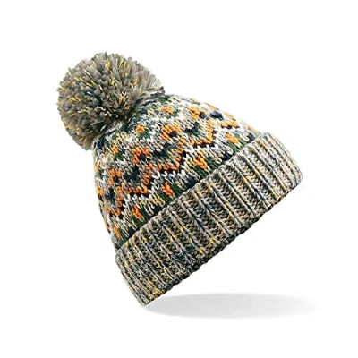 Image of ASVP Shop Corkscrew Cable Knitted Bobble Hat Plain Mens Womens Beanie Warm Winter Pom Wooly Cap (Forager Fusion)