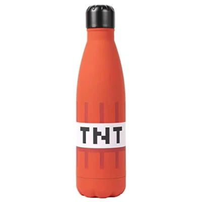 Image of Minecraft Stainless Steel Water Bottle Red TNT Video Game Kids 550ml Gifts Official Merchandise