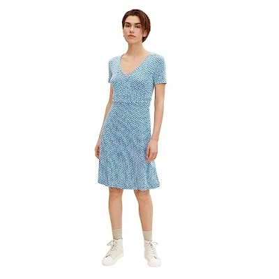 Image of TOM TAILOR Women&#039;s 1032059 Dress, 29526 Blue Minimal Design, 44
