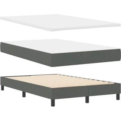 Image of Box Spring Bed with Mattress &amp; Bench Dark Grey 120x190 cm Fabric Vidaxl