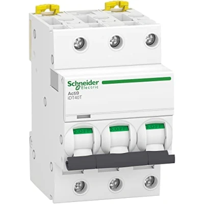 Image of Schneider Electric Acti9 iDT40T Modular Circuit Breaker 3P 20A Curve D 4500A/6kA A9P32320