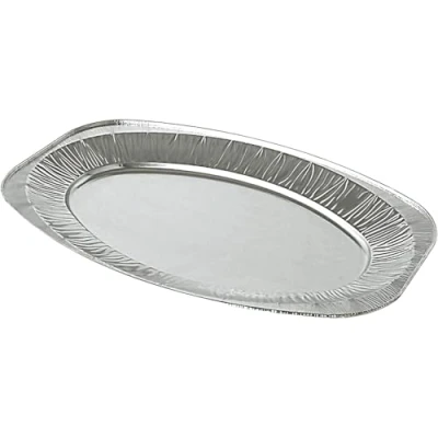 Image of FABFINDS Aluminium Foil Part Platter Oval Platters for Parties, Buffets &amp; Catering Durable Food Safe 35cmX24.5cm (30)