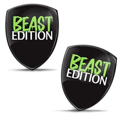 Image of Biomar Labs 2 x 3D Gel Silicone Sticker Beast Edition Green Badge Stickers Car Motorcycle Bicycle Window Door Laptop KS 141