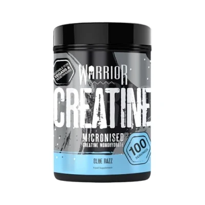 Image of Warrior Creatine Monohydrate Powder 500g Micronised for Easy Mixing and Consumption Proven to Improve Physical Performance/Recovery, 5g Servings (Blue Razz)