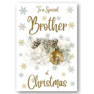 Image of Second Ave Brother Christmas Gold Bauble Xmas Holiday Festive Greetings Card