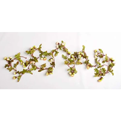 Image of Best Artificial 7ft Silk Mini Rose Ivy Garland Hanging Bud Vine Wedding Flower (Two Tone White)