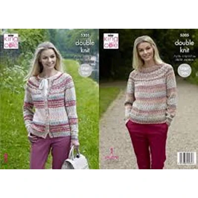 Image of King Cole 5305 Knitting Pattern Womens Cardigan and Sweater in Drifter DK,Multicolor,28&quot; 46&quot; bust