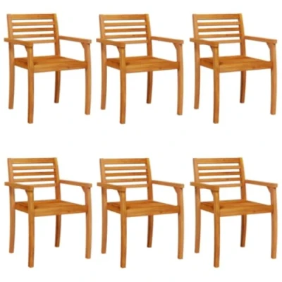 Image of vidaXL Garden Chairs with Armrests, for Patio, Garden, Chair, Wooden Furniture, Solid Acacia Wood, Pack of 6