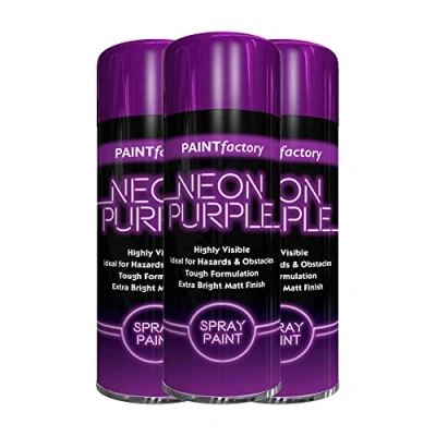 Image of Classic Signature 3 x Neon Purple 200ML, Spray Paint Aerosol Fluorescent Bright Graffiti (Banksey) Matt Finish