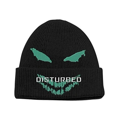 Image of Disturbed Beanie Hat Green Face Band Logo Official Unisex One Size