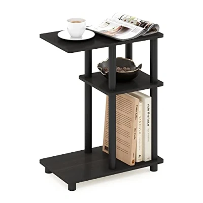Image of Furinno Turn N Tube C Shape Sofa Side Table, Espresso/Black