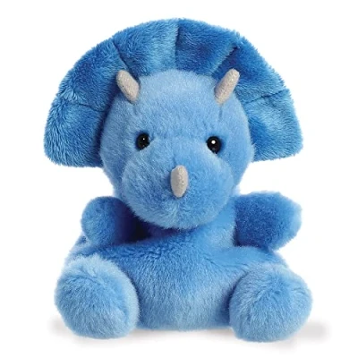 Image of Aurora, hangtag, 33616, Palm Pals Tank Triceratops Dinosaur, 5In, Soft Toy, Blue