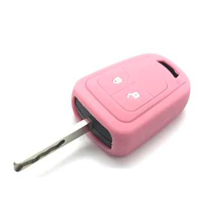 Image of Nordecco Silicone Protective Key Cover Compatible With Vauxhall Opel Corsa E Astra J Insignia Adam Meriva Zafira 2 or 3 Button (Baby Pink)