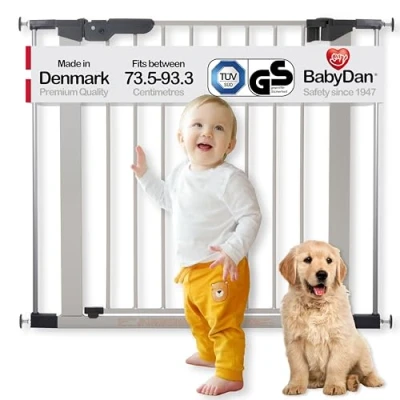 Image of BabyDan Premier True pressure fit gate with indicator Silver