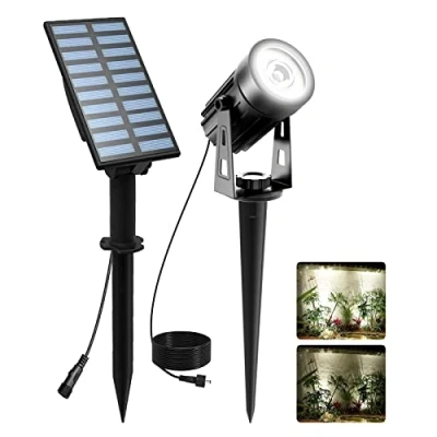 Image of T SUNUS Solar Garden Spot Lights, LED Light Outdoor Waterproof Auto ON/Off for Garden, Driveway, Pathway, Pool Area, Christmas Decorations(White 6000K)