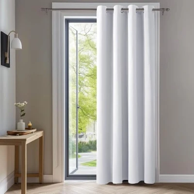 Image of Deconovo Home Decorative Greyinsh White Curtain Ring Top Panel Thermal Insulated Blackout for Boys Bedroom W55 x L70 Inch Silver Grey One