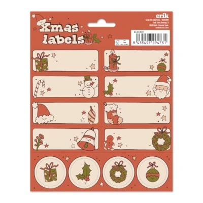 Image of Grupo Erik Holiday Christmas Labels Sticky Food Stickers Self Adhesive Gift Tag School