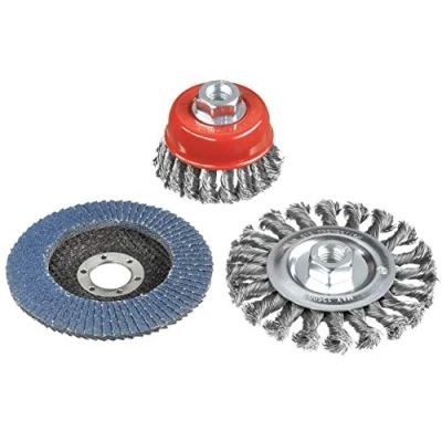 Image of kwb Wire Brush Set for Angle Grinders with M14 Adapter, Including 115 Mm Grinding Disc K 80 Cleaning and Sanding Tasks, 3 Pieces