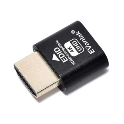 Image of EVanlak HDMI Dummy Plug Headless Ghost Display Emulator Premium Aluminum PC（Fit 3840x2160@60H New 3RD） 1Pack…