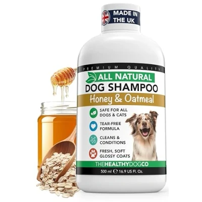 Image of The Healthy Dog Co All Natural Shampoo and Conditioner Honey Oatmeal for Smelly Dogs Nourishing Sensitive Skin Puppy 500ml