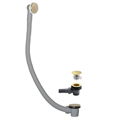 Image of Brushed Brass Bath Waste and Overflow 1.5 inch Click Clack Design