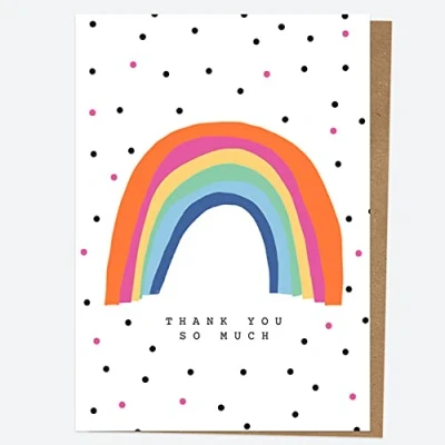 Image of Neon Thank You Open Out Cards Bright Rainbow Dots Pack of 10. Baby Cards, Birthday Kids Party Cards. (11 0064)