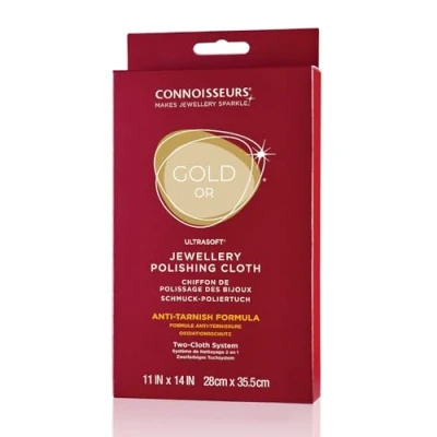 Image of Connoisseurs Gold Jewellery Polishing Cloth Ultrasoft Cleaning to Clean, Buff &amp; Restore Shine 100% Cotton Fiber 28 x 35cm