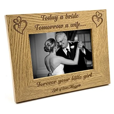 Image of ukgiftstoreonline Father Of The Bride Forever Your Girl Wooden Photo Frame Personalised Gift (4 x 6 Inches)