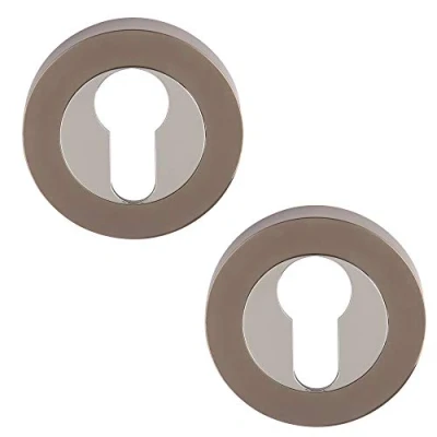 Image of Excel Architectural DH3577 Round Euro Profile Escutcheon Set, Black Nickel/Polished Chrome
