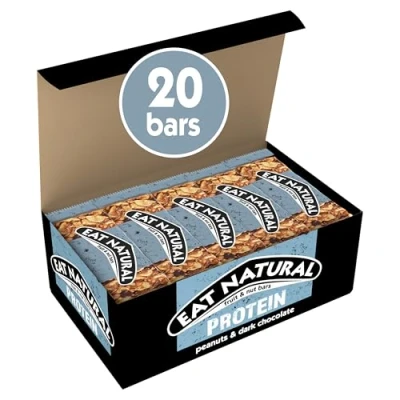 Image of Eat Natural Fruit &amp; Nut Bars Protein Peanuts Dark Chocolate 20 x 40g