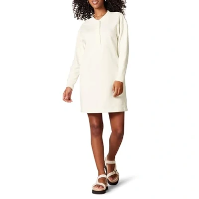 Image of Amazon Essentials Women&#039;s Knit Henley Sweatshirt Dress (Available in Plus Size), Eggshell White, S