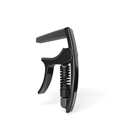 Image of D&#039;Addario Ukulele Capo Tri Action for Soprano, Concert, Tenor, Baritone Ukuleles Micrometer Tension Adjustment Buzz Free, In Tune Performance Single Hand Use Black