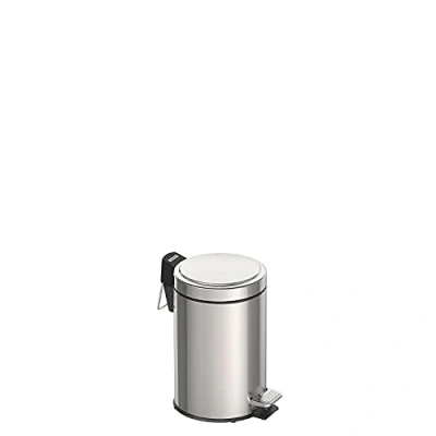 Image of Tramontina 3 Litre Kitchen Bathroom Bedroom Rubbish and Waste Bin with Pedal, Metal Stainless Steel, 17 cm Diameter x 27 Height, 94538103