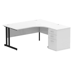 Image of Impulse 1600 RH Crescent Desk White Black Cantilever 600 High Ped