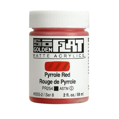Image of Golden SoFlat Matte Acrylic Paint, 2oz jar, Pyrrole Red (6555 2)