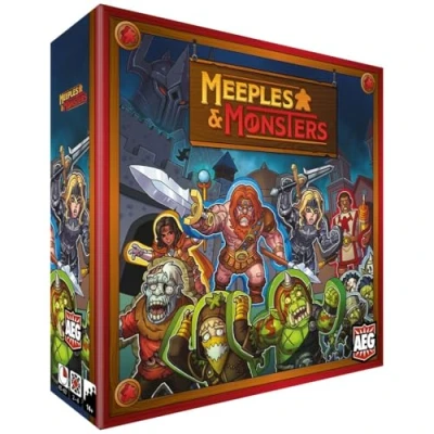 Image of Alderac Entertainment Group AEG Meeples &amp; Monsters Fantasy Bag Building Strategy Board Game Train Warriors, Clerics, Knights Mages, Defend The Town 2 4 Players Ages 14+
