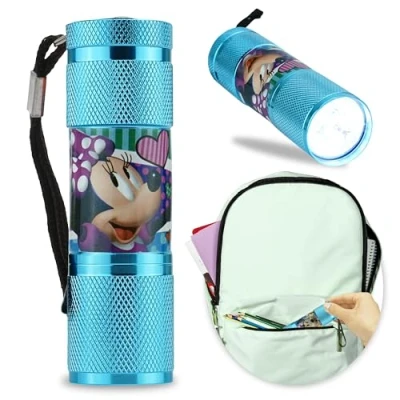 Image of Kids Licensing Minnie Mouse Aluminium Flashlight, I&#039;ve Got This LED Torch, 8.7cm Water Resistant Night Light for Emergencies Camping Hiking, Travel Outdoor 3+ Years Energy Saving