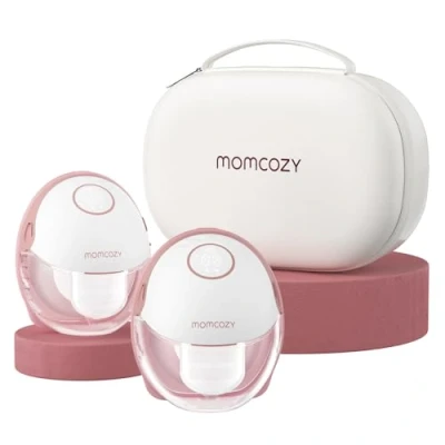 Image of Momcozy Breast Pump Hands Free Mobile Style M6, Wearable Breastfeeding Ideal Rhythm for More Milk, DoubleFit Flange Fit &amp; Discreet with 3 Modes 9 Levels, 24mm 2 Pack Cozy Red